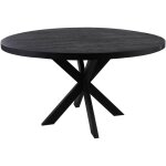 Hsm collection - table  manger ronde 130 cm en manguier recycl noir et mtal - bergal