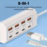 Hub usb 8 ports + 4 ports type - c 25w, compatible pc, ordinateur portable, tablette, hub usb - c