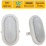 Lutece - arc - hublot d'extrieur led oval ip54 6w 420lm 4000k (blanc neutre) - garantie 3 ans