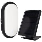 Hublot led solaire ovale noir, 7w, 600 lumens, ip54, 4000k blanc - neutre, garantie 5 ans tibelec