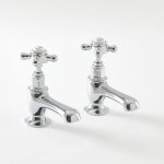 Hudson reed - elizabeth ? paire de robinets rtro pour lavabo chrom et blanc commandes croisillons