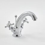 Hudson reed - elizabeth - robinet monotrou lavabo rtro chrom et blanc commandes croisillons