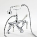 Hudson reed - m�langeur bain douche r�tro sur gorge - chrom� & blanc - commandes leviers - elizabeth