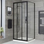 Hudson reed portland - porte de douche avec 3 volets coulissants 80cm avec paroi de retour 70cm - noir ...