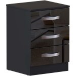 Hulio table de chevet avec 3 tiroirs, meuble de chambre, commode, finition laque brillante, l 40 x p ...