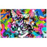 Hxadeco - tableau pop art chat lunette - 80x50cm - made in france