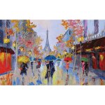 Hxadeco - tableau reproduction affiche paris sous la pluie, 80x50cm