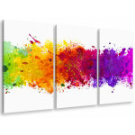 Hxadeco - tableau triptyque abstrait watercolor splash - 90x60 cm