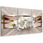 Hxadeco - tableau triptyque bouquet de fleurs ternelles - 90x60 cm