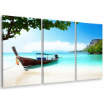Hxadeco - tableau triptyque deco bateau  krabi thailande - 90x60 cm