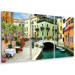 Hxadeco - tableau triptyque deco romance au canal - 90x60 cm