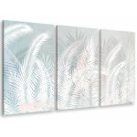 Hxadeco - tableau triptyque fleurs foug�res illustr�es - 90x60 cm