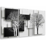 Hxadeco - tableau triptyque graphique arbres sur fonds noir et blanc - 90x60 cm