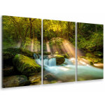 Hxadeco - tableau triptyque paysage cascade en fort - 90x60 cm