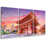Hxadeco - tableau triptyque paysage un temple  tokyo - 90x60 cm