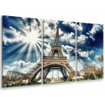 Hxadeco - tableau triptyque tableau photo grandiose tour eiffel - 90x60 cm