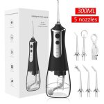 Hydropulseur buccal portable, sans fil et rechargeable, avec 5 modes, 5 embouts, capacit� de 300 ml, ...