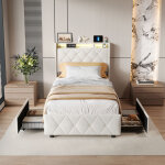 Hytkkbd ? lit simple 90x200cm avec 2 tiroirs, rgb led cadre de lit, tete de lit avec espace de rangement ...