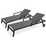 Parisgarden - ibiza - lot de 2 bains de soleil en aluminium et toile plastifie - paris garden