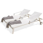 Ibiza - lot de 2 bains de soleil en aluminium et toile plastifiehe - paris garden