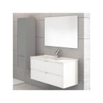 Ibiza, meuble suspendu salle de bains avec lavabo et miroir. livr assembl 120cm 1 vasque blanc brillant ...