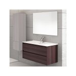 Ibiza, meuble suspendu salle de bains avec lavabo et miroir. livr assembl 60x35cm fond rduit frne ...