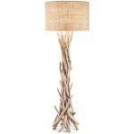 Ideal lux - driftwood - lampadaire � 1 lumi�re marron, beige avec abat - jour, e27