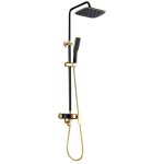 Colonne de douche robinet de salle de bain mural avec pommeau de douche en laiton céramique noir or - ... Colonne de douche robinet de salle de bain mural avec pommeau de douche en laiton céramique noir or - ...