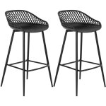 Idimex - lot de 2 tabourets de bar irek, en plastique noir