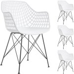 Idimex - lot de 4 chaises alicante, en plastique blanc et m�tal noir