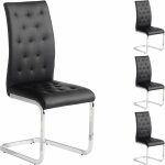 Idimex - lot de 4 chaises chloe, en synth�tique noir