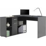Bureau d'angle carmen avec meuble de rangement, d�cor b�ton fonc�