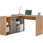 Bureau d'angle carmen avec meuble de rangement, d�cor ch�ne sauvage et b�ton fonc�