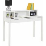 Idimex - bureau lennox, avec 2 tiroirs et 3 niches, en pin massif lasur� blanc