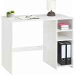 Idimex - bureau liam, avec 2 �tag�res, en pin massif lasur� blanc