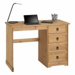 Idimex - bureau en pin salsa avec 4 tiroirs, style mexicain, finition teinte / cire