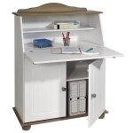Idimex - bureau secrétaire david, lasuré taupe et blanc Idimex - bureau secrétaire david, lasuré taupe et blanc