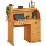 Idimex - bureau secr�taire tom avec 2 tiroirs et 1 porte en pin massif lasur� brun