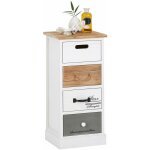 Idimex - chiffonnier salva h 77 cm en bois massif - blanc, gris et brun