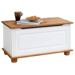 Idimex - coffre de rangement bristol en pin massif, lasur blanc et brun
