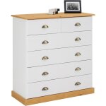 Idimex - commode chambre paris l 91 cm en bois massif - blanc et brun