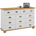 Idimex - commode apothicaire colmar en pin massif, 11 tiroirs, lasur� blanc et brun