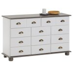 Idimex - commode apothicaire colmar en pin massif, 11 tiroirs, lasuré blanc et taupe Idimex - commode apothicaire colmar en pin massif, 11 tiroirs, lasuré blanc et taupe