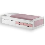 Idimex - lit fonctionnel en pin andrea, 90 x 200 cm, lasur� blanc rose