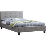 Idimex - lit simple marlon, 120 x 190 cm, capitonn avec sommier, revtement en tissu gris