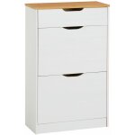 Idimex - meuble  chaussures basil, avec 2 abattants et 1 tiroir, en pin massif lasur blanc et brun