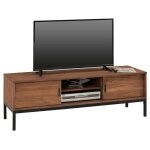 Idimex - meuble tv selma l 145 cm en bois massif - brun fonc