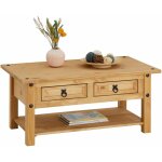 Idimex - table basse en pin salsa style mexicain, avec 2 tiroirs