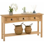 Table console en pin salsa style mexicain, avec 3 tiroirs