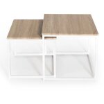 Idmarket - lot de 2 tables basses gigognes detroit 40 / 45 design industriel bois et m�tal blanc